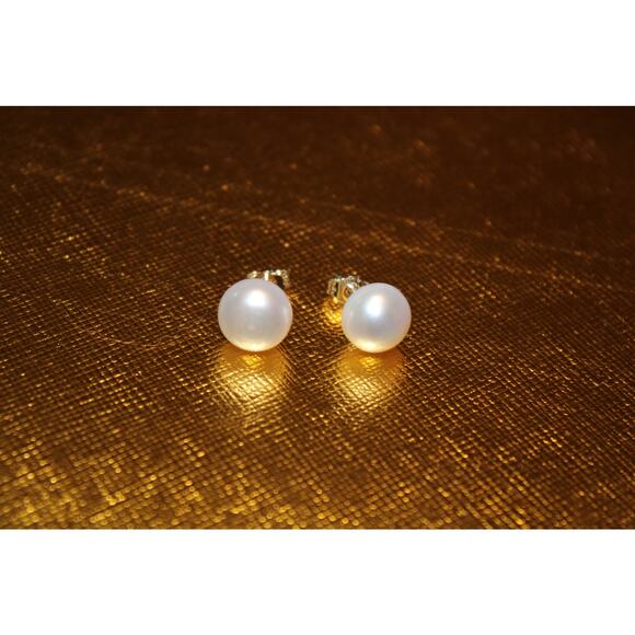 Sterling Silver AAA Pearl Earrings. Bridal Pearl Earrings. Fresh Water Pearls. - Picture 5 of 6